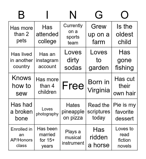 Fall into Friendship Bingo Card