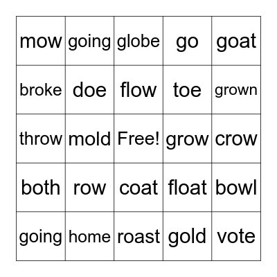 Unit 2 Week 1 Phonics Bingo Card