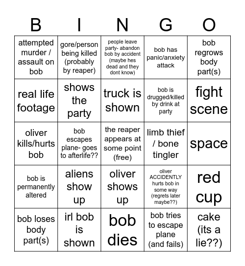 bob 365 Bingo Card