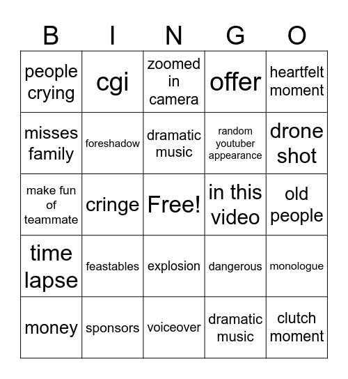 mr beast bingo Card