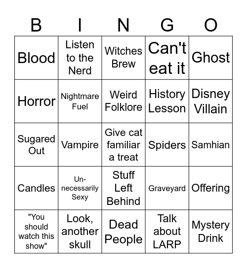 Spooky Season Bingo Card