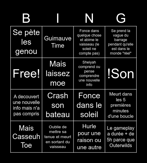 Sheiyah sur OuterWilds Bingo Card