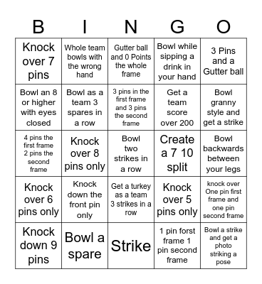 Bowling Bingo Card