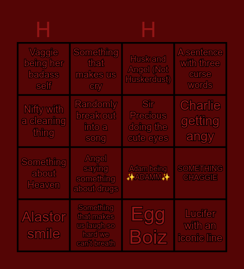 Hazbin Hotel Bingo! 👹 Bingo Card