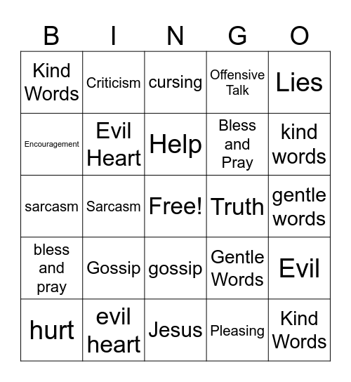 Witnessing with Our Words Bingo Card