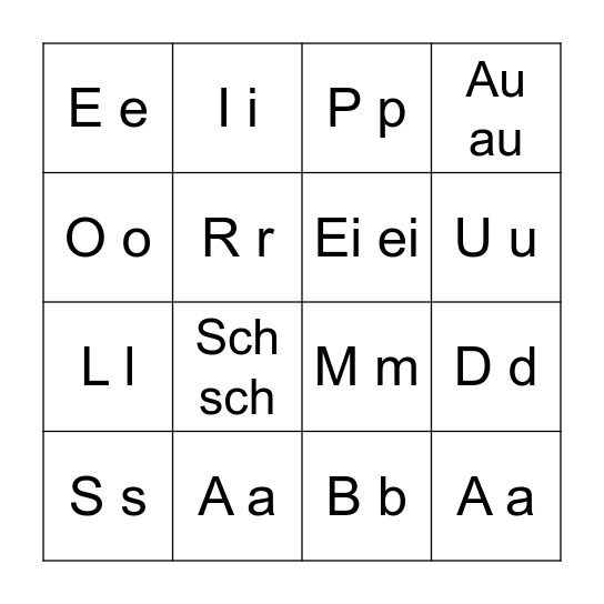 Lauttabelle 1 Bingo Card