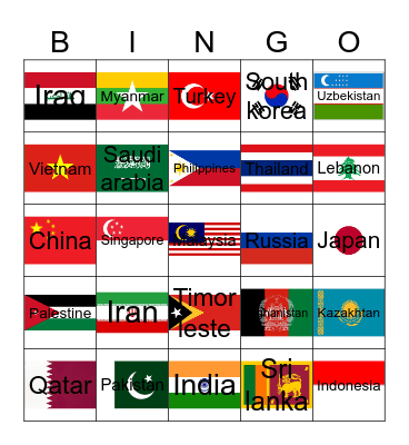 Countries flag Bingo Card