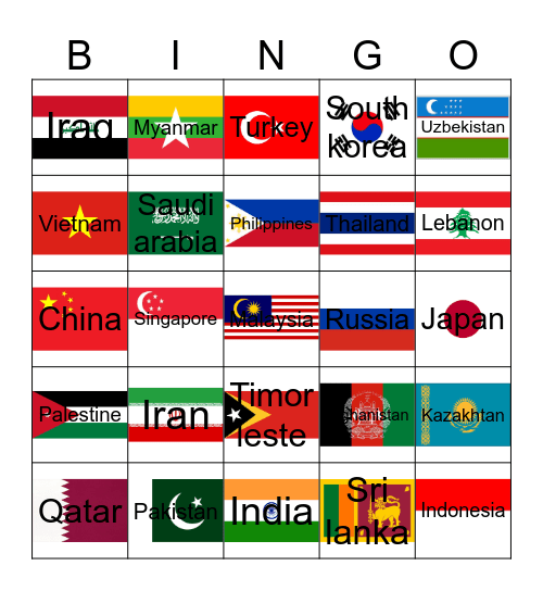 Countries flag Bingo Card