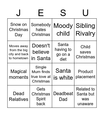 Christmas Film Bingo Card