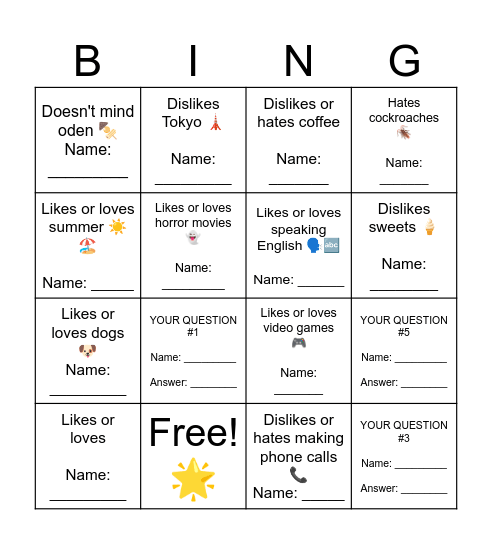 Find someone who... Bingo Card