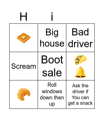 Driving bingo Card