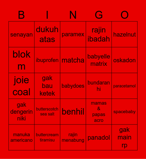 haj Bingo Card