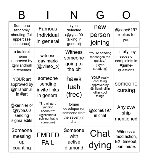 CONELAND BINGO Card
