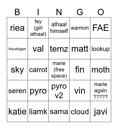 "kys athaal" collection Bingo Card