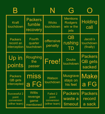 Week 3 vs Titans Bingo Card