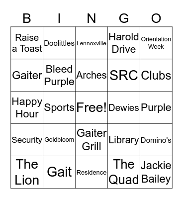 Bishop's BINGO Card