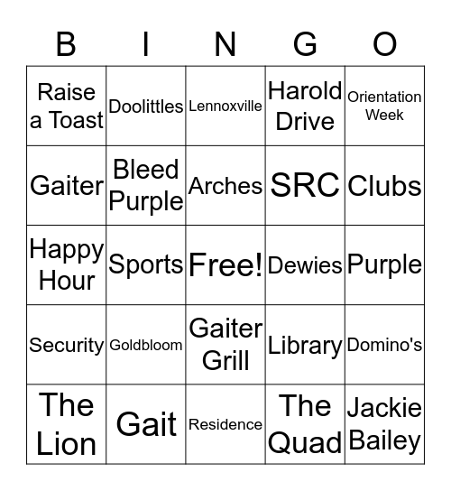 Bishop's BINGO Card