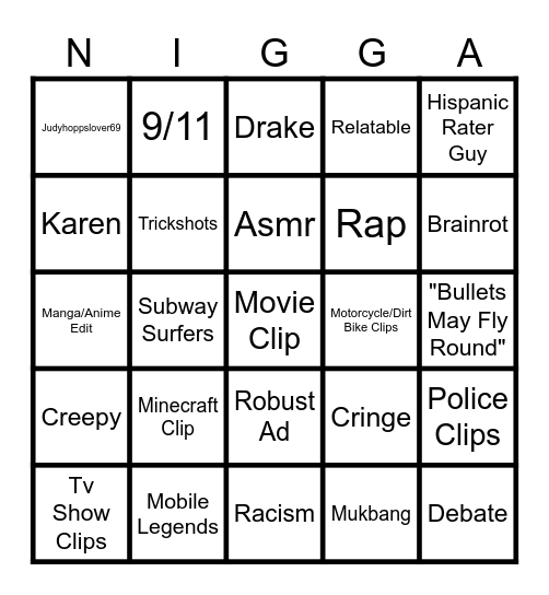 Tiktok Bingo Card