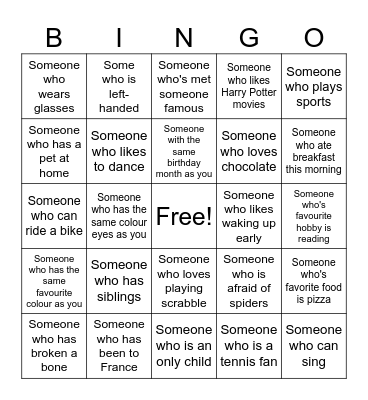Human Bingo Card