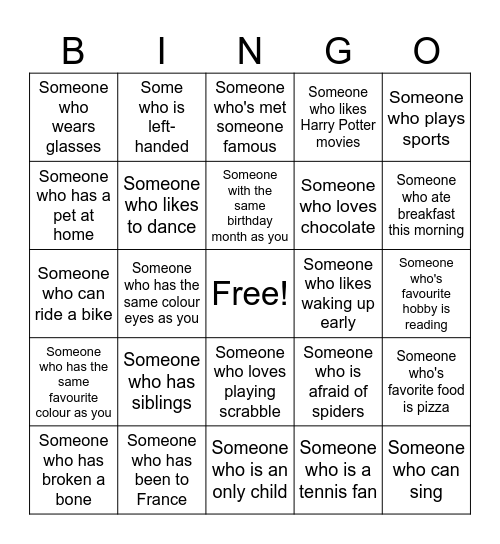 Human Bingo Card