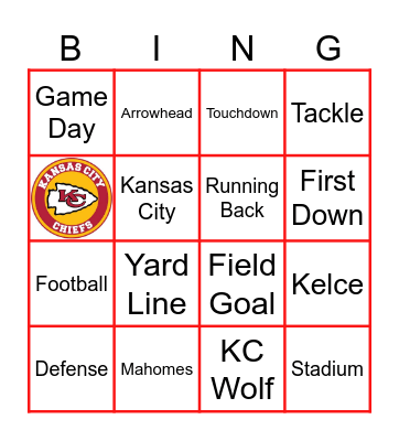 Chiefs Sunday CLUB Bingo Card