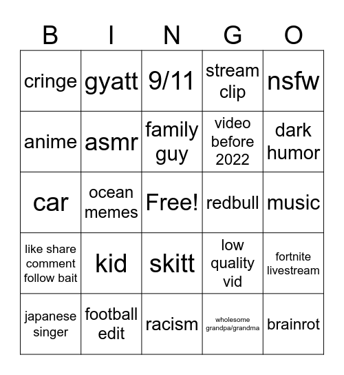 reels board Bingo Card