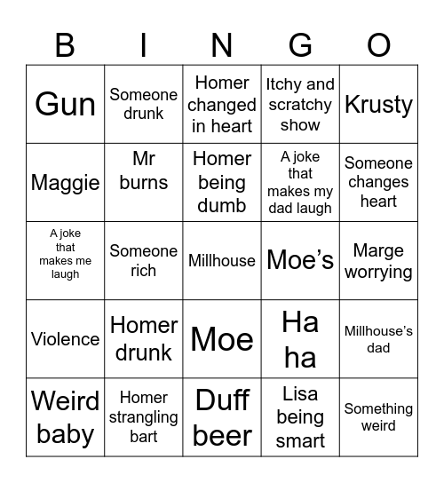 Sampson’s Bingo Card