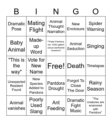 Ants Canada Bingo Card