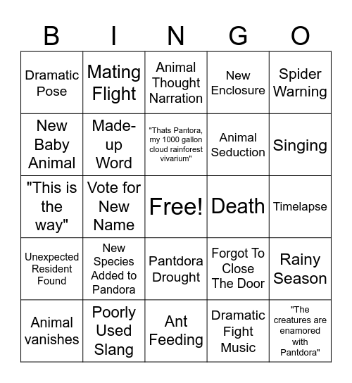 Ants Canada Bingo Card