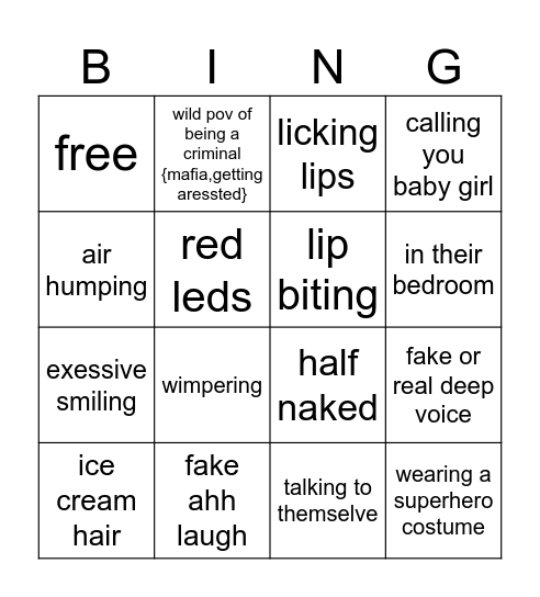 tiktok thirst trap bingo Card