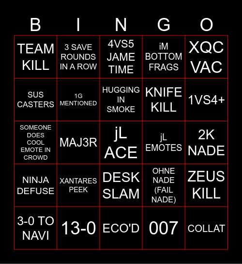 xd Bingo Card