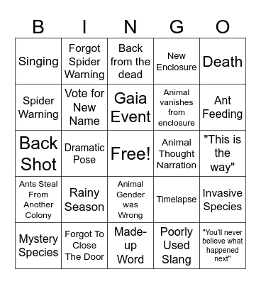 Ants Canada Bingo Card