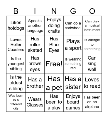 Cub scout Bingo Card
