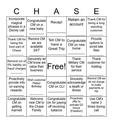 Customer Experience Bingo Card