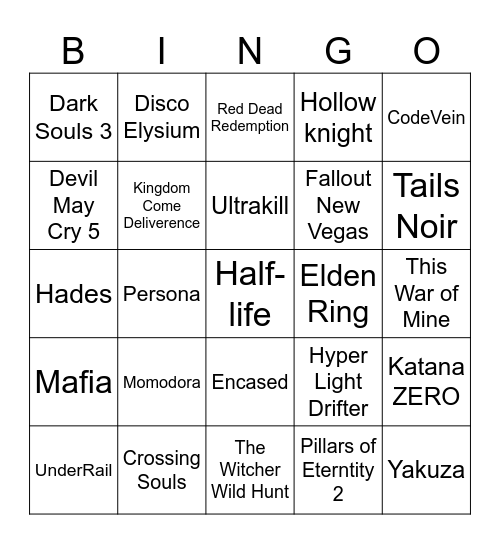 Karma Games Bingo Card