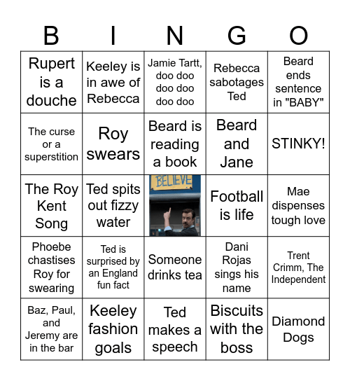 Ted Lasso Season 1 Bingo Card