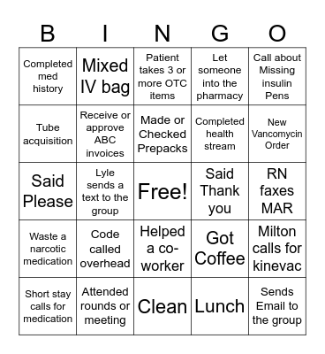 Pharmacy week 2024 Bingo Card