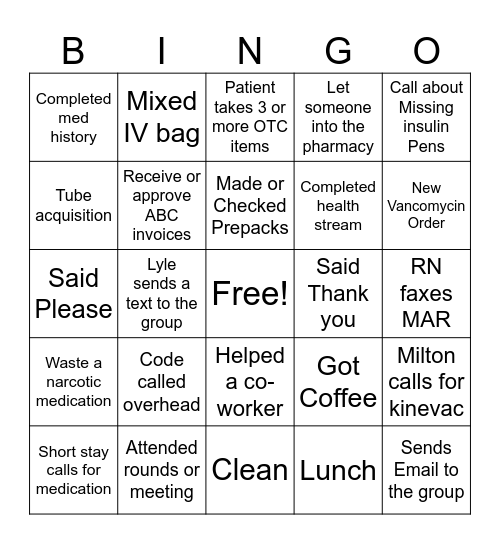 Pharmacy week 2024 Bingo Card