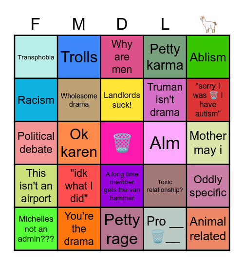 Fmdl bingo Card