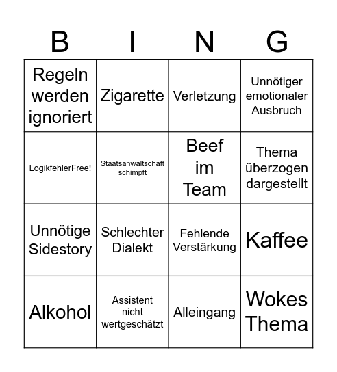 Tatort Bingo Card