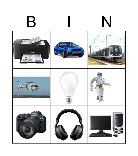 Inventions Bingo Card