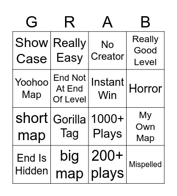 RedOnVr's Grab Bingo Board Bingo Card