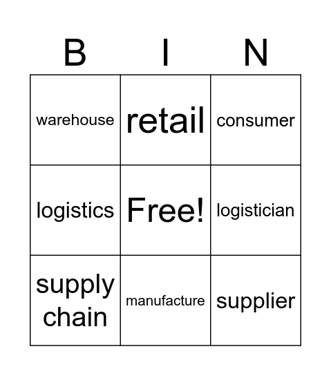 Logistics Bingo Card