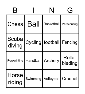 SPORTS Bingo Card