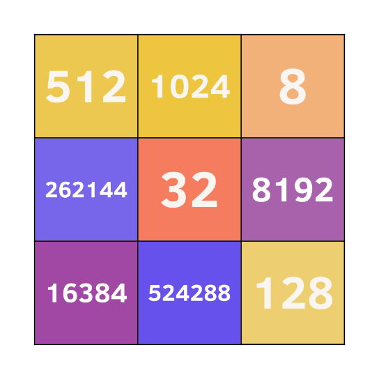 2048 3x3 Bingo Card