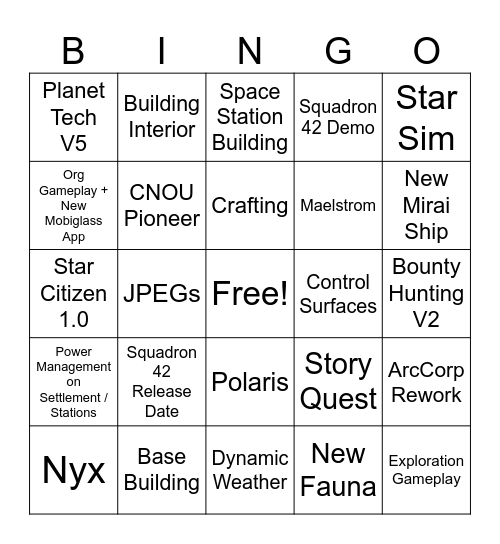 CitizenCon 2024 Bingo Card