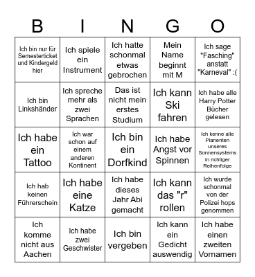 ERSTI KENNENLERN-BINGO Card