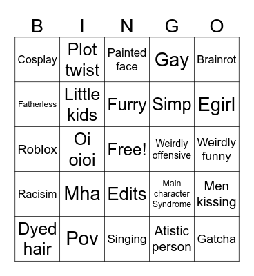 Cringe bingo Card