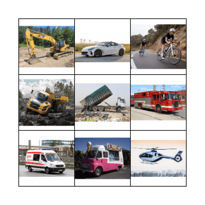 ABC Vehicles Bingo Card