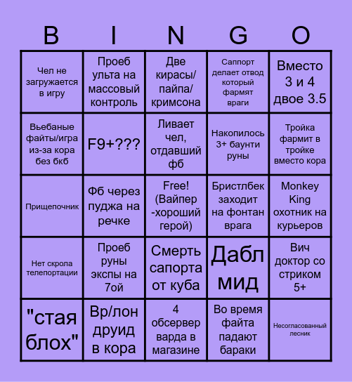 Ранговые приключения Антона Bingo Card